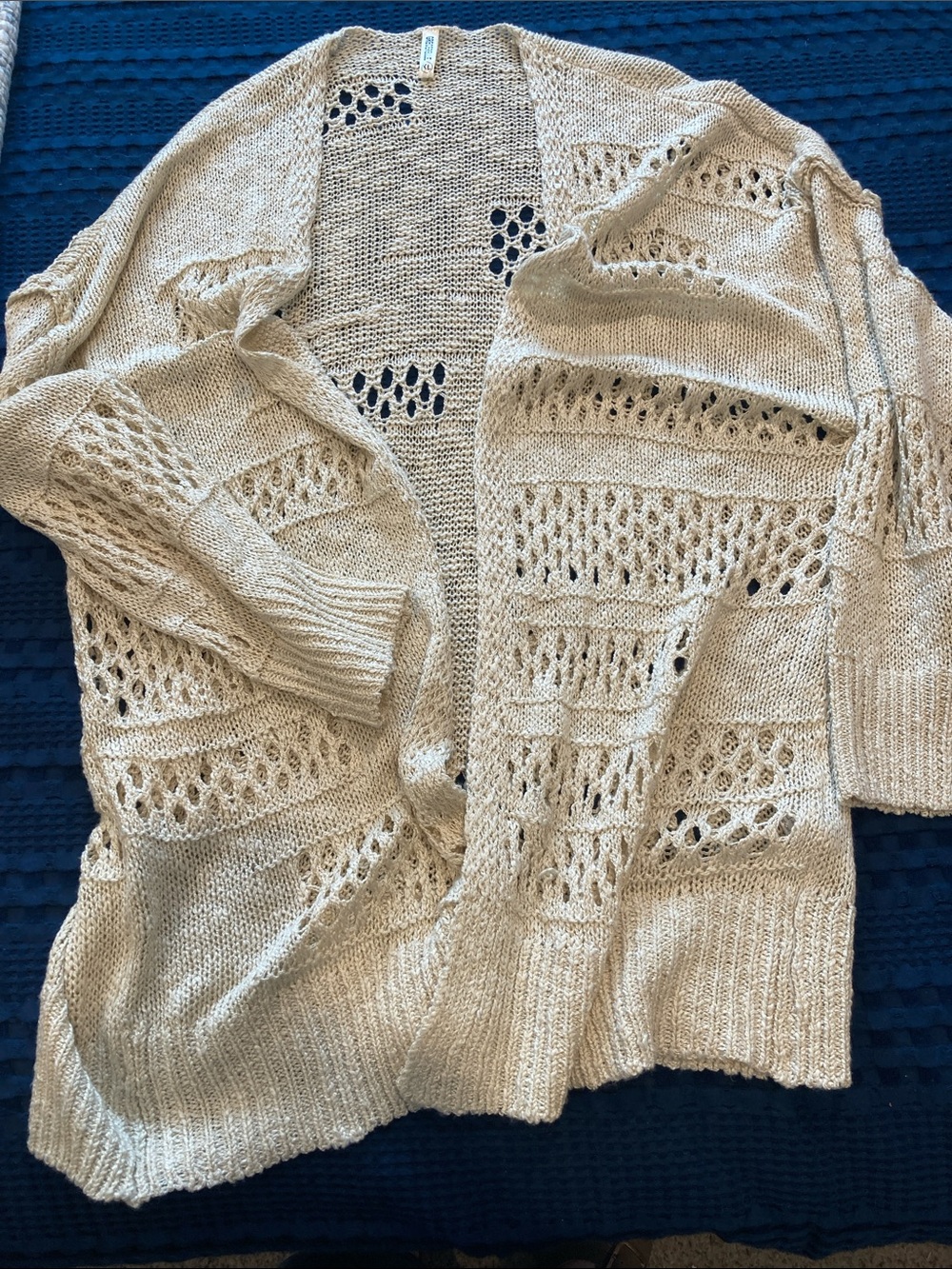 Open-Knit Cream Women's Cardigan Sweater
